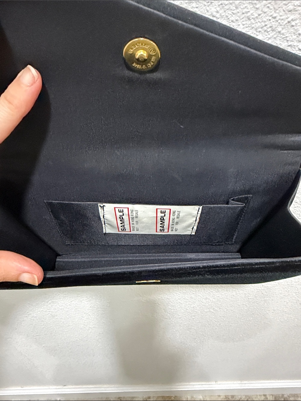 Classic Black Velvet Crossbody Clutch - Picture 3 of 5